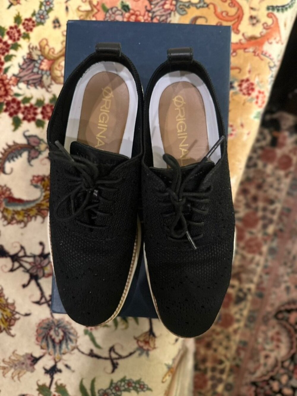 Cole Haan ØriginalGrand Stitchlite Wingtip Oxford Black Ivory Mens 9 M Worn Once - Picture 4 of 8